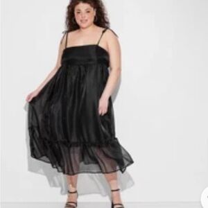 Midi Babydoll Dress whimsical goth witchy Wild Fable size Medium black dress